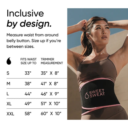 Sweet Sweat Ab Trainer for Women and Men - Sweat Band Waist Trainer Belt for High Intensity Training and Gym Workouts, 5 Adjustable Sizes - Black/Pink