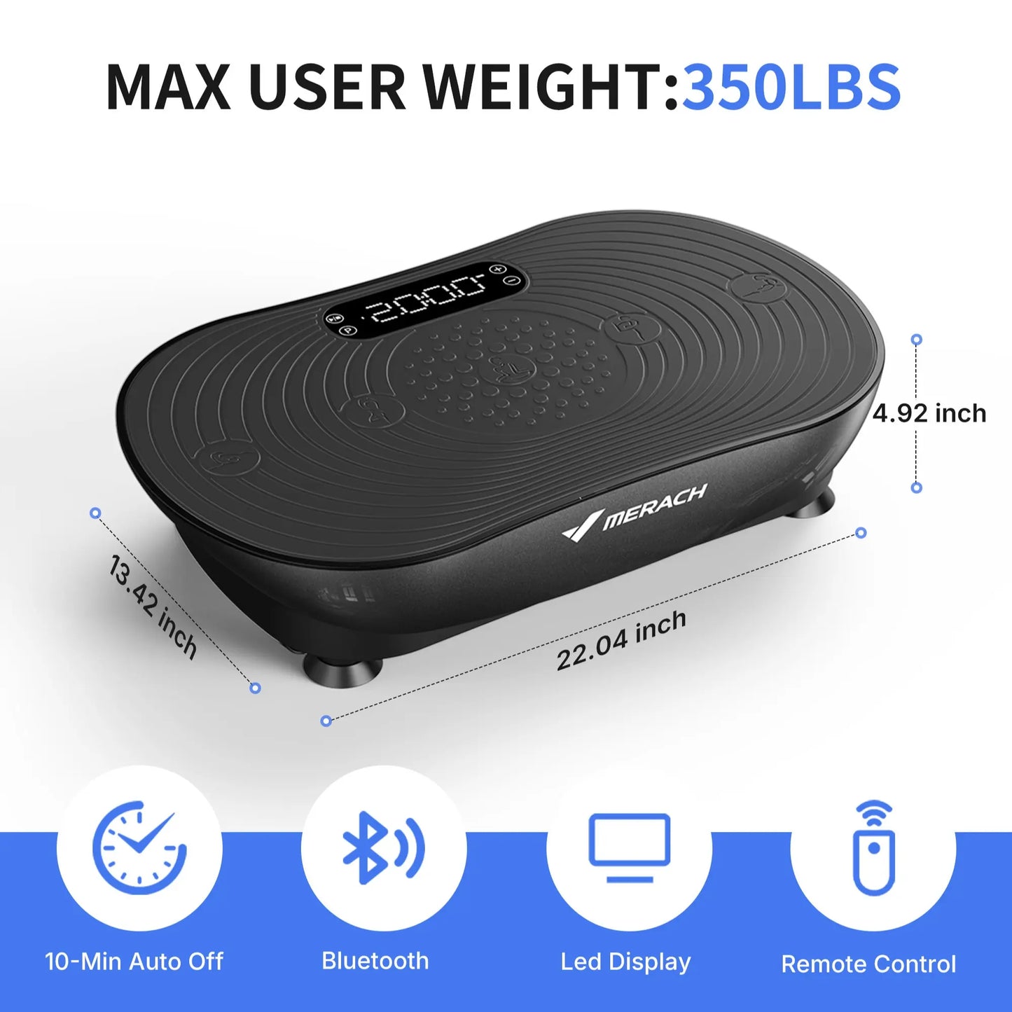 Merach Vibration Plate Exercise Machine with Lymphatic Drainage Feature Compact Design for Full Body Workout Max User Weight 400LBS Home Gym Equipment Summervibes