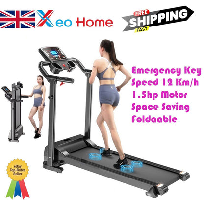 Treadmill Electric Running Walking Machine Manual 9% Incline Home Gym Folding UK - Top Beat Cart