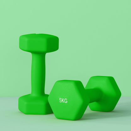 Set of 6 Dumbbells, Hexagonal Weights Pair, 2 X 3Kg, 2 X 4Kg, 2 X 5Kg - Top Beat Cart