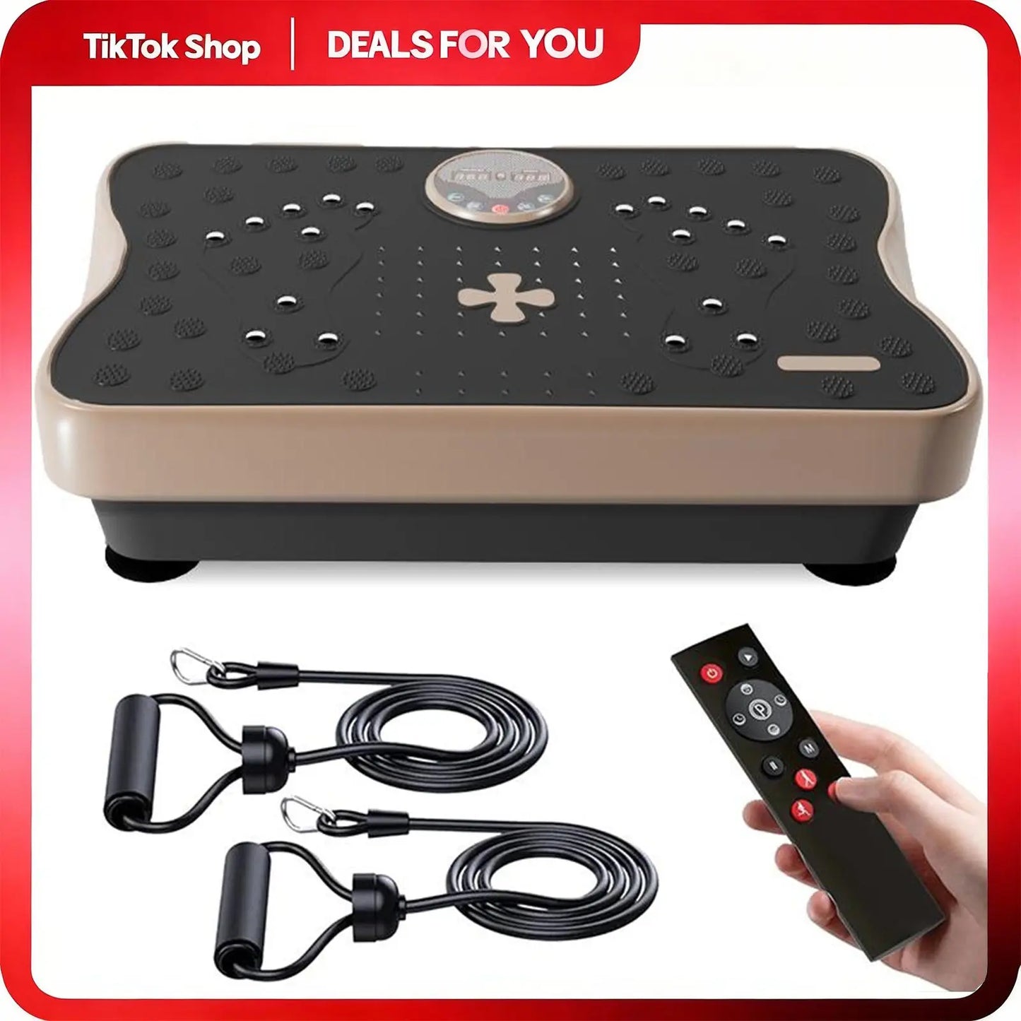 Hophorse High-Power Vibration Plate Exercise Machine Oscillating Plate 300 Lbs Weight Capacity Bluetooth Remote Control 3-In-1 Indoor Home Gym Fitness Equipment with 2 Resistance Bands