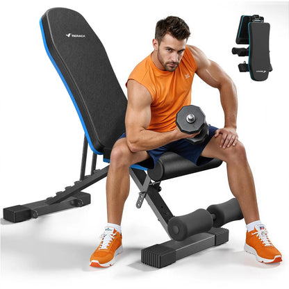Merach Adjustable Weight Bench, Multi-Functional Full-Body Dumbbell Workouts, 300Lbs Capacity Triangular Structure, Ergonomic Padded Backrest, Exercise Machine for Home Gym Strength Training Summervibes