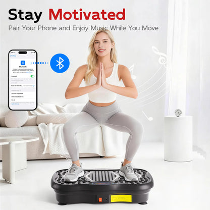 Hophorse High-Power Vibration Plate Exercise Machine Oscillating Plate 300 Lbs Weight Capacity Bluetooth Remote Control 3-In-1 Indoor Home Gym Fitness Equipment with 2 Resistance Bands