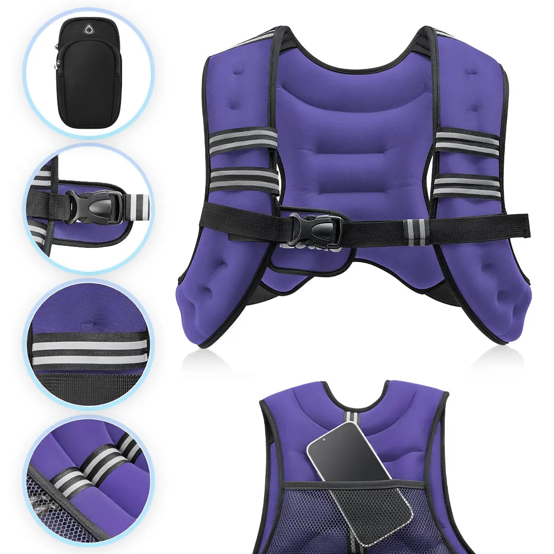 【Aprilstockup】Zelus Weighted Vests,6/8/12/16/20/25/30Lbs Weight Vest with Detachable Phone Pouch&Reflective Stripes&Adjustable Straps| Exercise Equipment & Workout Enhancer for Motivational Walking, Strength Training, Running, Rucking#Summervibes Summervi