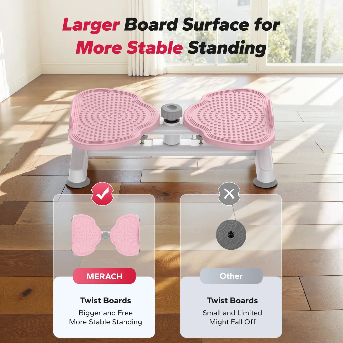 Merach Waist Twist Machine Toned Abs Waist Twister Can Stand with Feet Apart Double Non-Slip No Noise Use Exercise Equipment Abdominal Roller Workout Summervibes