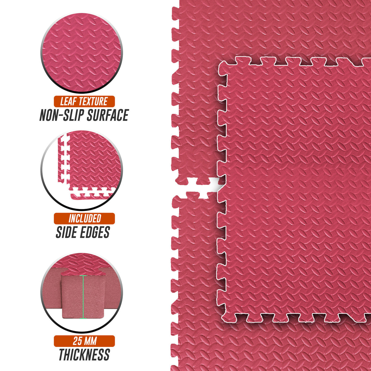 EVA INTERLOCKING FLOOR MATS SOFT FOAM GYM FLOORING MAT YOGA TILES 25 MM 60X60Cm - Top Beat Cart