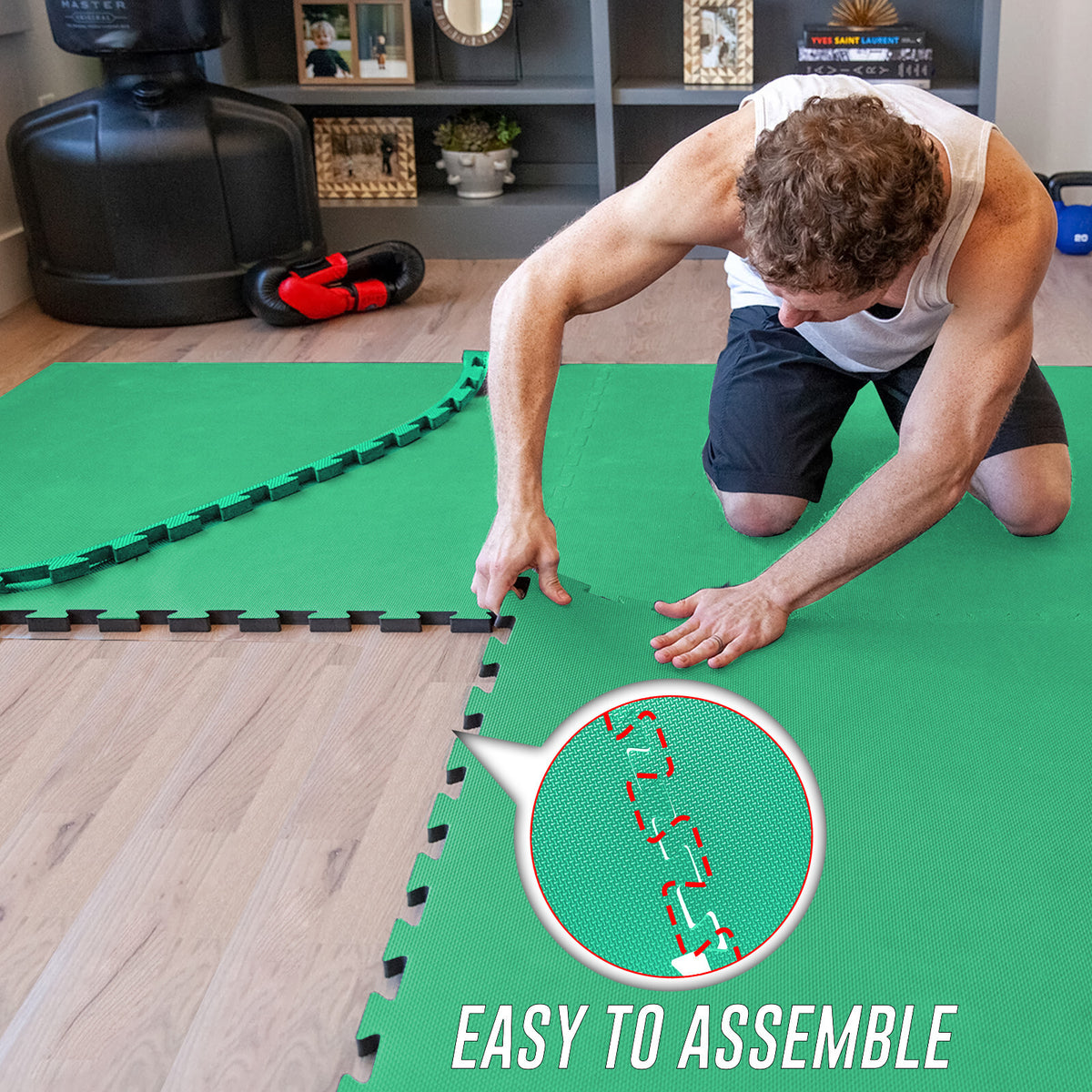 EVA INTERLOCKING FLOOR MATS SOFT FOAM GYM FLOORING MAT YOGA TILES 25 MM 60X60Cm - Top Beat Cart