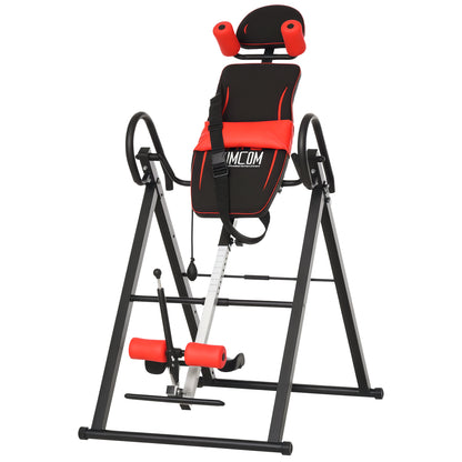 HOMCOM Adjustable Gravity Inversion Table with Safety Belt, Red - Top Beat Cart