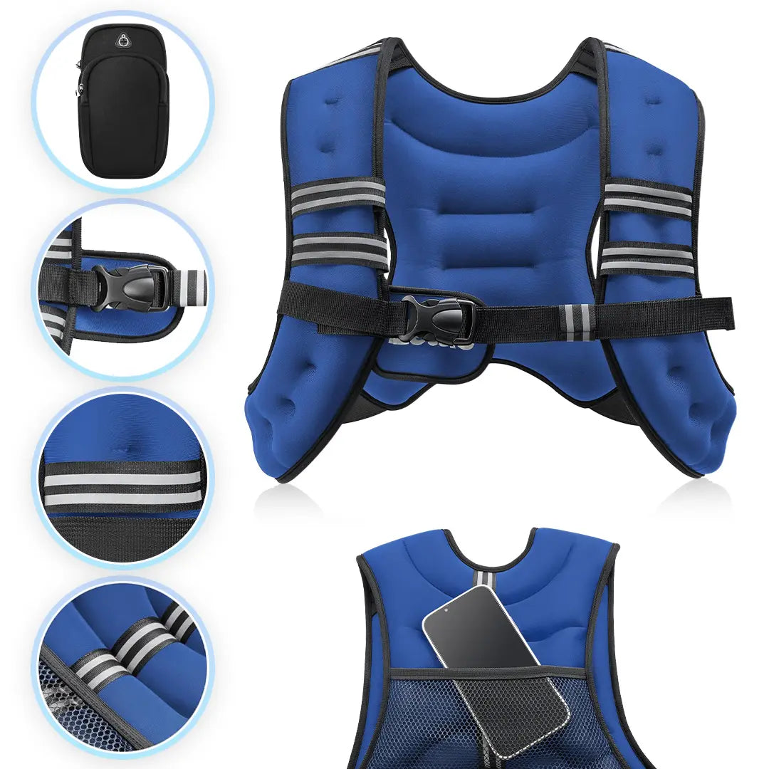 【Aprilstockup】Zelus Weighted Vests,6/8/12/16/20/25/30Lbs Weight Vest with Detachable Phone Pouch&Reflective Stripes&Adjustable Straps| Exercise Equipment & Workout Enhancer for Motivational Walking, Strength Training, Running, Rucking#Summervibes Summervi