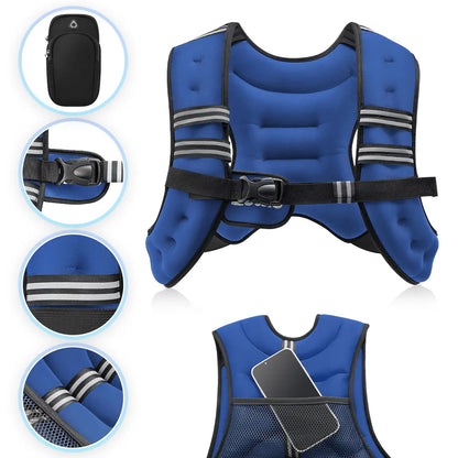 【Aprilstockup】Zelus Weighted Vests,6/8/12/16/20/25/30Lbs Weight Vest with Detachable Phone Pouch&Reflective Stripes&Adjustable Straps| Exercise Equipment & Workout Enhancer for Motivational Walking, Strength Training, Running, Rucking#Summervibes Summervi