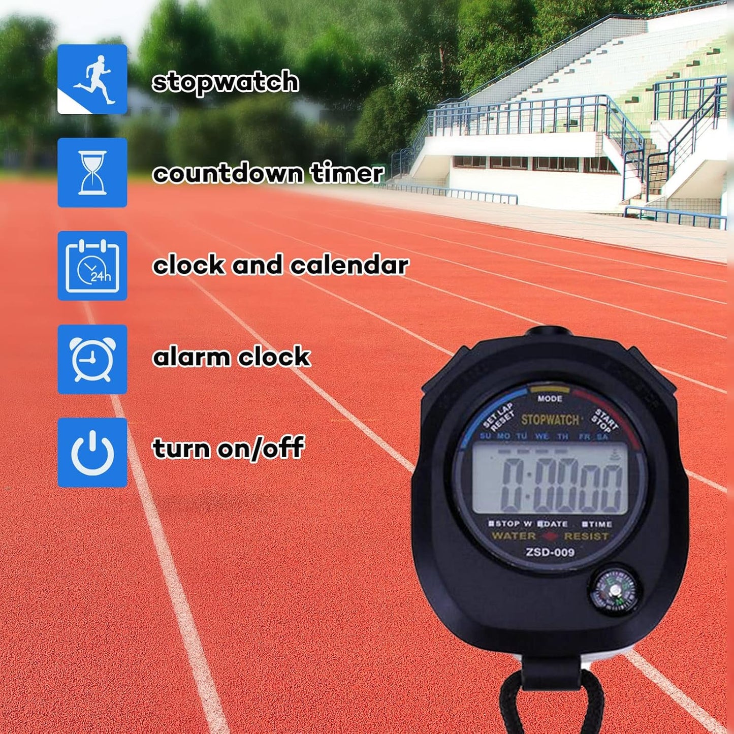 Digital Stopwatch-Sports Timer Set Multi-Function Professional Handeled Electronic Large Display (Style B)