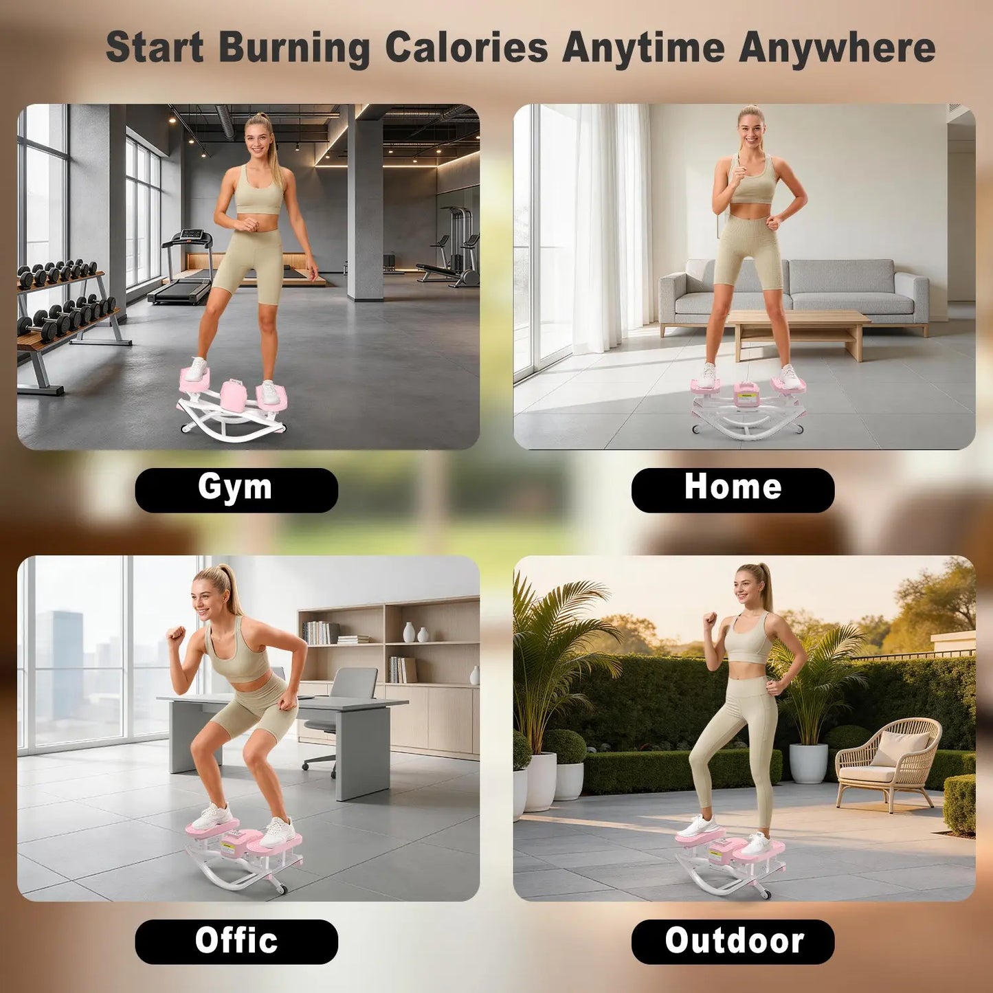 HOTWAVE Rockstepper Leg, Glute, and Core Trainer — 3D Rocking Glute Workout,350 Lb Weight Capacity, No-Assembly Required Cardio Stepper, Indoor Fitness Equipment Summervibes