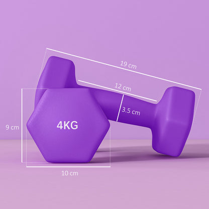 Set of 6 Dumbbells, Hexagonal Weights Pair, 2 X 3Kg, 2 X 4Kg, 2 X 5Kg - Top Beat Cart