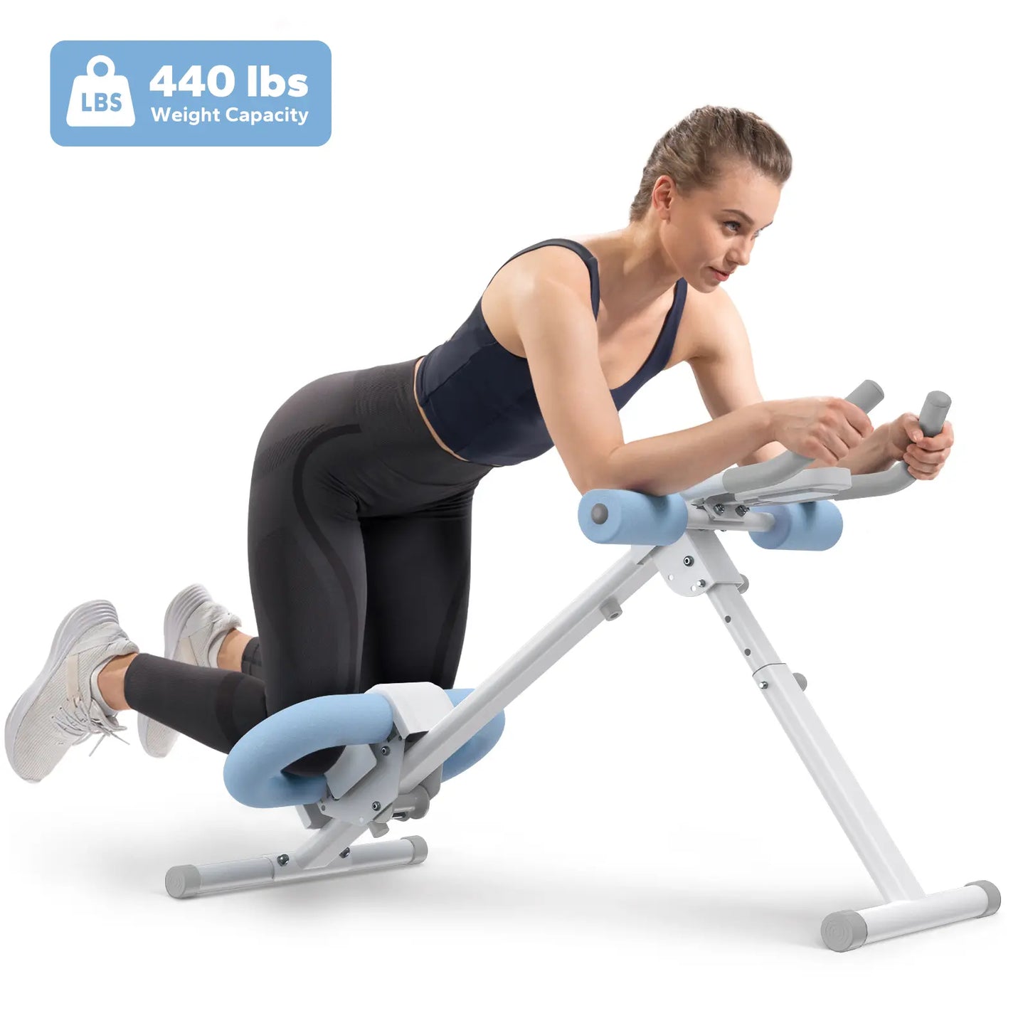 Merach Dual Track Ab Trainer with LCD Monitor, 440Lbs Weight Capacity, Foldable for Easy Storage, Ergonomic Supportive Design, Tones Waist Abs Arms Legs Hips, Ideal for Home Gym Beginners & Daily Fitness Enthusiasts Summervibes