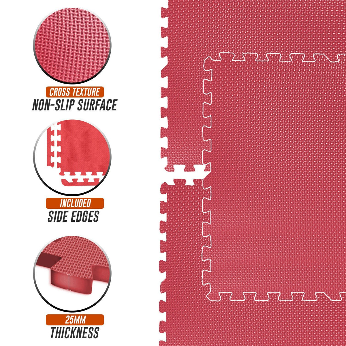 EVA INTERLOCKING FLOOR MATS SOFT FOAM GYM FLOORING MAT YOGA TILES 25 MM 60X60Cm - Top Beat Cart