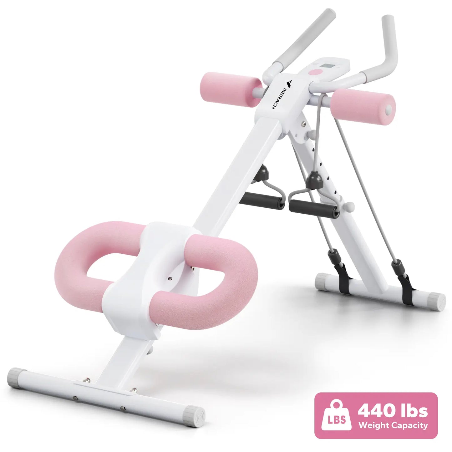 Merach Dual Track Ab Trainer with LCD Monitor, 440Lbs Weight Capacity, Foldable for Easy Storage, Ergonomic Supportive Design, Tones Waist Abs Arms Legs Hips, Ideal for Home Gym Beginners & Daily Fitness Enthusiasts Summervibes