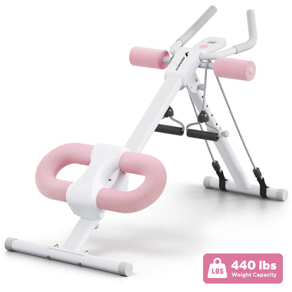 Merach Dual Track Ab Trainer with LCD Monitor, 440Lbs Weight Capacity, Foldable for Easy Storage, Ergonomic Supportive Design, Tones Waist Abs Arms Legs Hips, Ideal for Home Gym Beginners & Daily Fitness Enthusiasts Summervibes