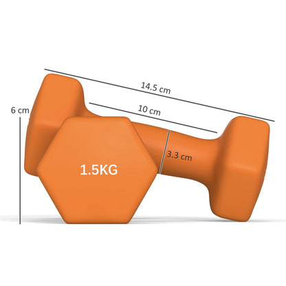 Set of 6 Dumbbells, Hexagonal Weights Pair, 2 X 3Kg, 2 X 4Kg, 2 X 5Kg - Top Beat Cart