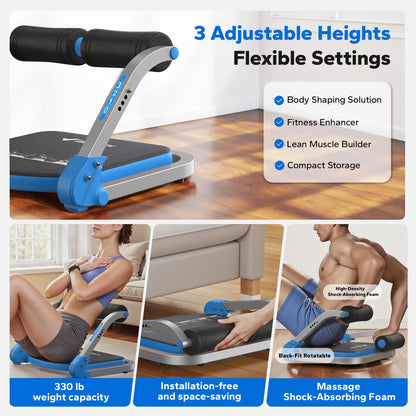 Merach Sit-Up Exercise Equipment, 3-Level Adjustable Ab Crunch Machine Roll-Up Machine, Core Trainer for Body Shaping & Muscle Building, Compact Abdominal Workout System for Home Gym Summervibes