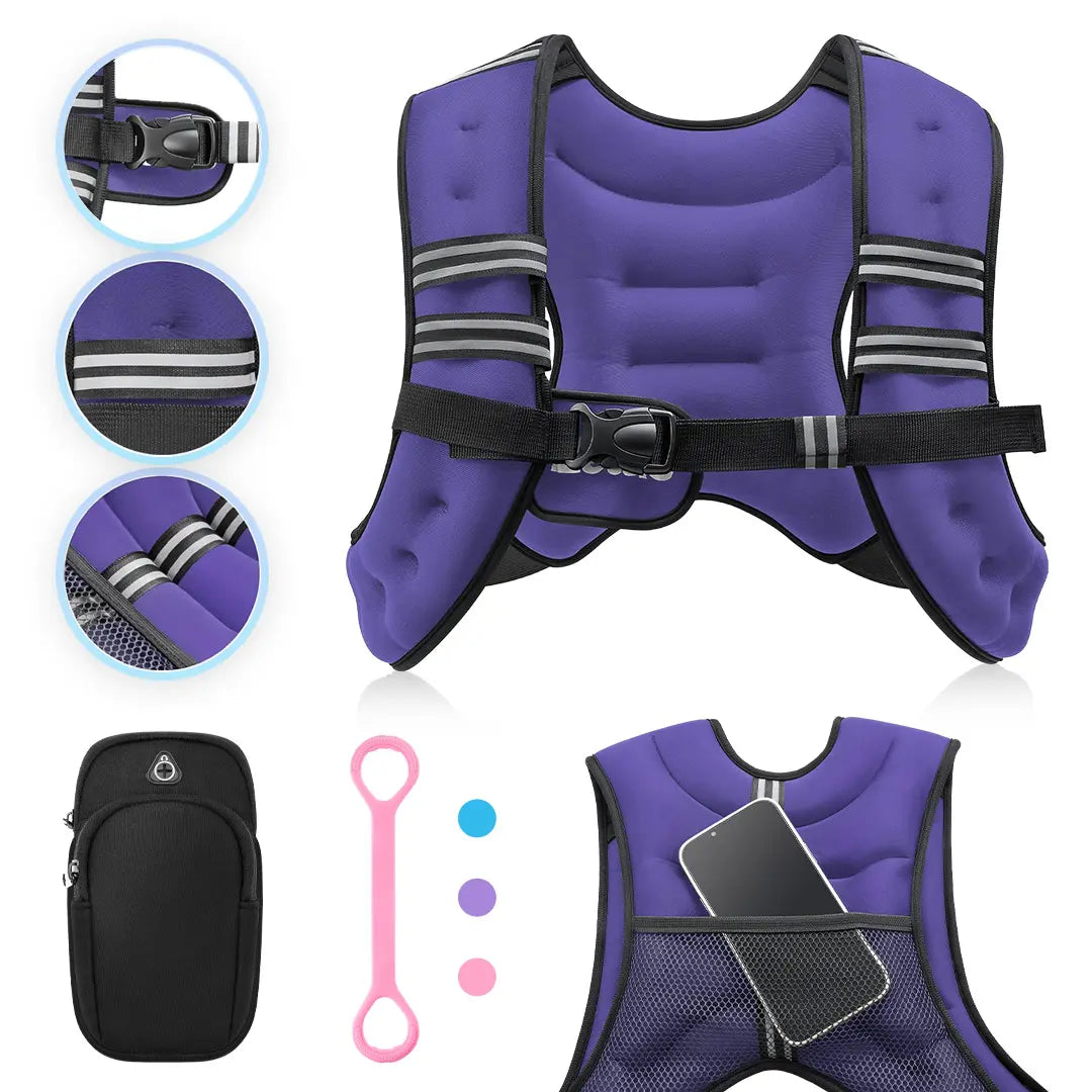【Aprilstockup】Zelus Weighted Vests,6/8/12/16/20/25/30Lbs Weight Vest with Detachable Phone Pouch&Reflective Stripes&Adjustable Straps| Exercise Equipment & Workout Enhancer for Motivational Walking, Strength Training, Running, Rucking#Summervibes Summervi