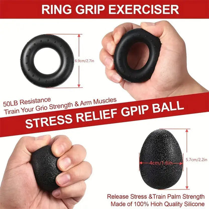 E.G Hand Grip Strengthener Kit - Adjustable Resistance Gripper, Finger Exerciser, Stress Ball & Forearm Trainer 5-In-1 Set for Comprehensive Workout & Rehabilitation