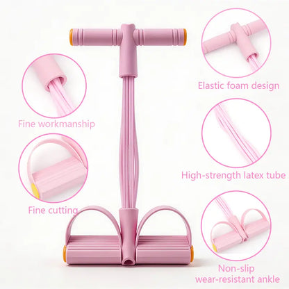 Elastic Sit-Up Pull Rope Fitness Equipment, 6-Tube Pedal Resistance Band for Home Gym Yoga & Core Training