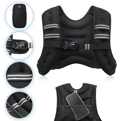 【Aprilstockup】Zelus Weighted Vests,6/8/12/16/20/25/30Lbs Weight Vest with Detachable Phone Pouch&Reflective Stripes&Adjustable Straps| Exercise Equipment & Workout Enhancer for Motivational Walking, Strength Training, Running, Rucking#Summervibes Summervi