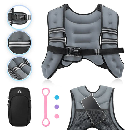 【Aprilstockup】Zelus Weighted Vests,6/8/12/16/20/25/30Lbs Weight Vest with Detachable Phone Pouch&Reflective Stripes&Adjustable Straps| Exercise Equipment & Workout Enhancer for Motivational Walking, Strength Training, Running, Rucking#Summervibes Summervi