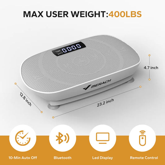 Merach Vibration Plate Exercise Machine with Lymphatic Drainage Feature Compact Design for Full Body Workout Max User Weight 400LBS Home Gym Equipment Summervibes