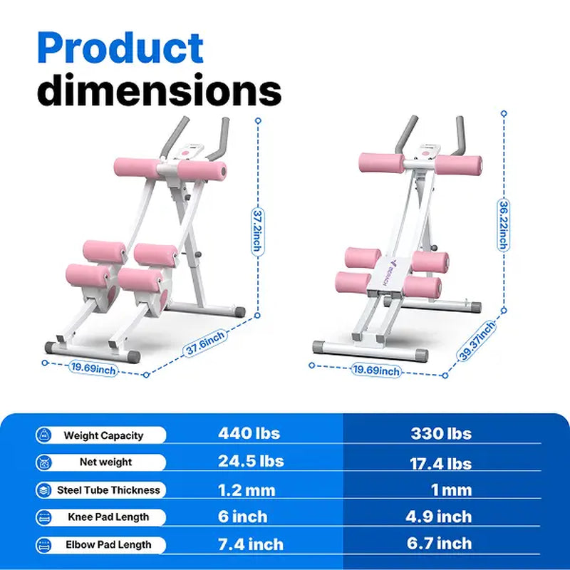Merach Dual Track Ab Trainer with LCD Monitor, 440Lbs Weight Capacity, Foldable for Easy Storage, Ergonomic Supportive Design, Tones Waist Abs Arms Legs Hips, Ideal for Home Gym Beginners & Daily Fitness Enthusiasts Summervibes