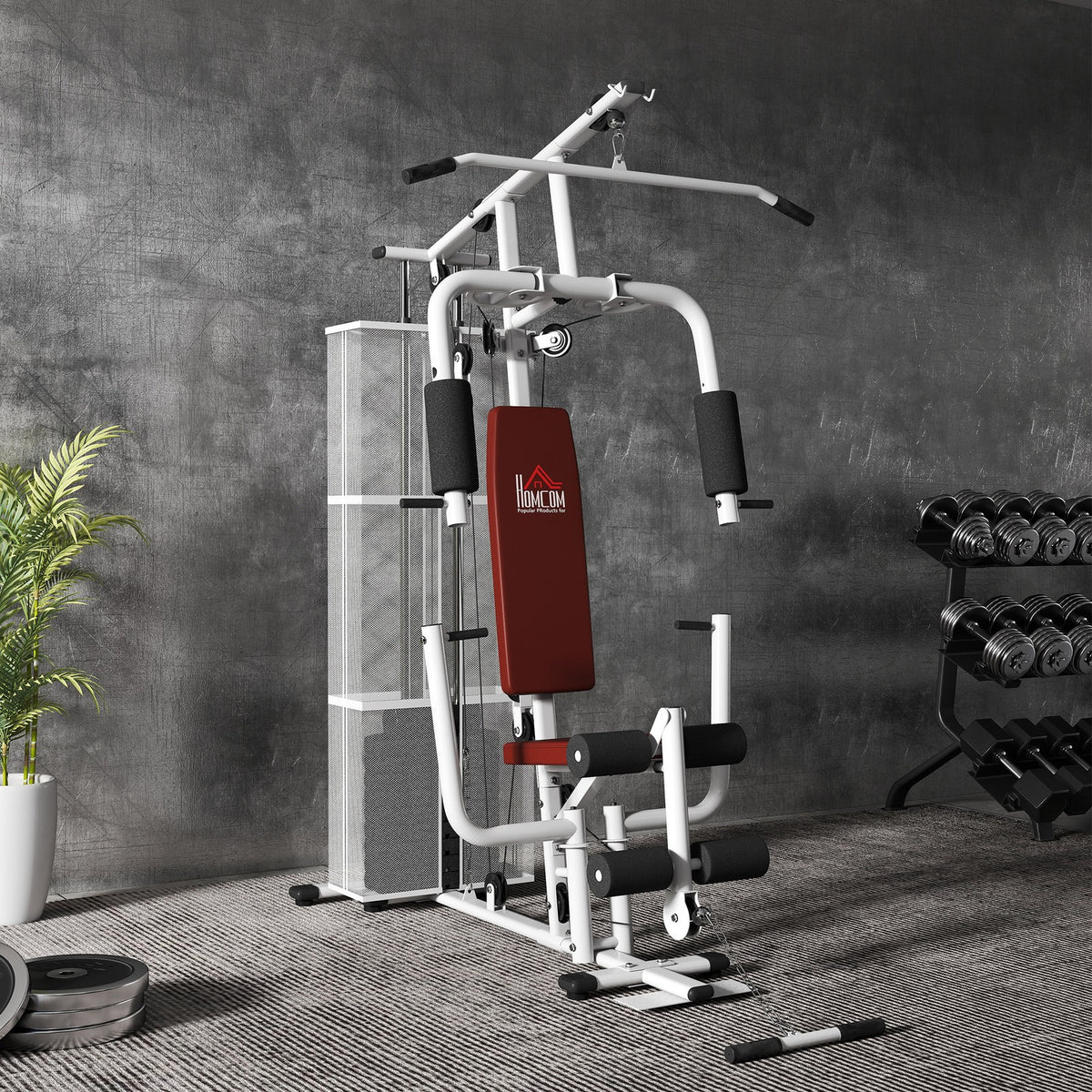 Multifunction Home Gym Weight Training Workout Station White - Top Beat Cart