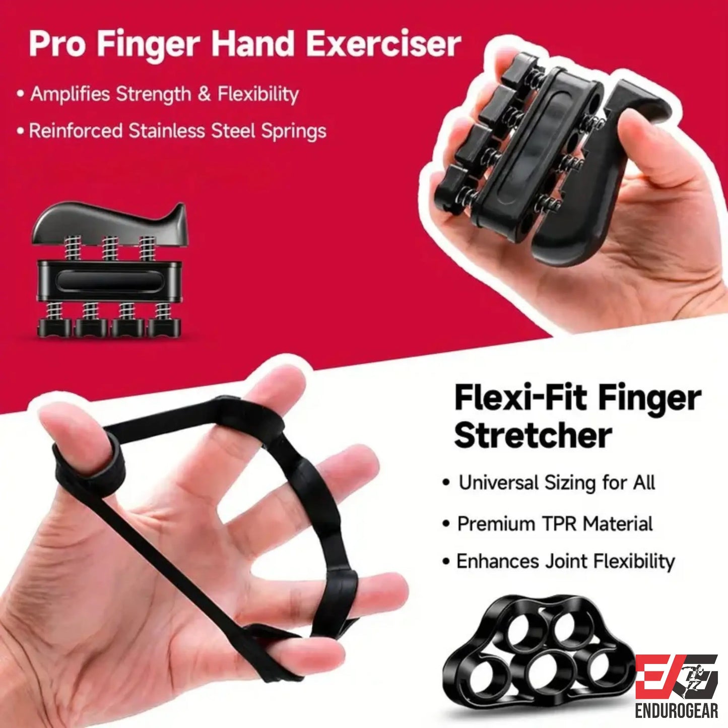 E.G Hand Grip Strengthener Kit - Adjustable Resistance Gripper, Finger Exerciser, Stress Ball & Forearm Trainer 5-In-1 Set for Comprehensive Workout & Rehabilitation