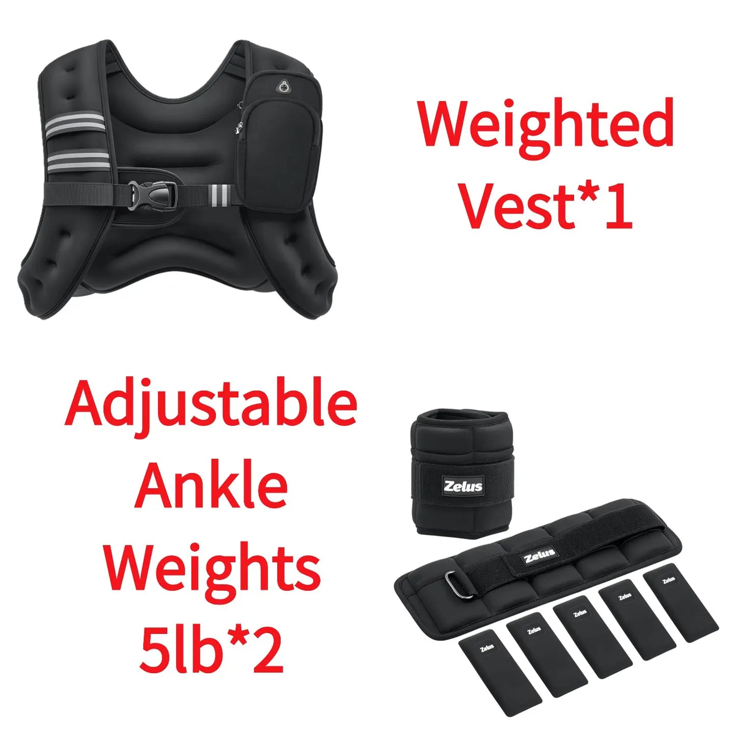 【Aprilstockup】Zelus Weighted Vests,6/8/12/16/20/25/30Lbs Weight Vest with Detachable Phone Pouch&Reflective Stripes&Adjustable Straps| Exercise Equipment & Workout Enhancer for Motivational Walking, Strength Training, Running, Rucking#Summervibes Summervi
