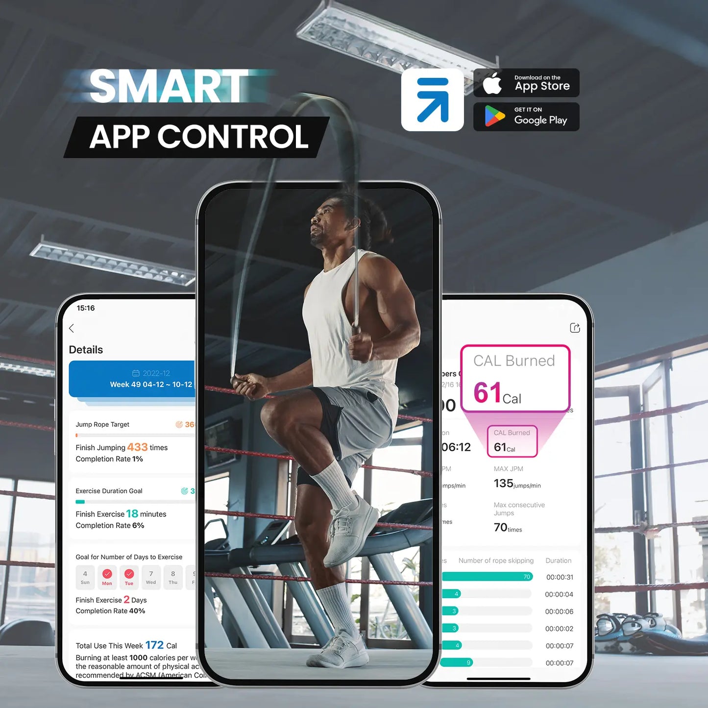 RENPHO Smart Jump Rope with APP Data Storage, Jumping Rope for Men, Women, Skipping Rope with Counter, Home Workout Equipment Gym Gifts Spring Glow Up