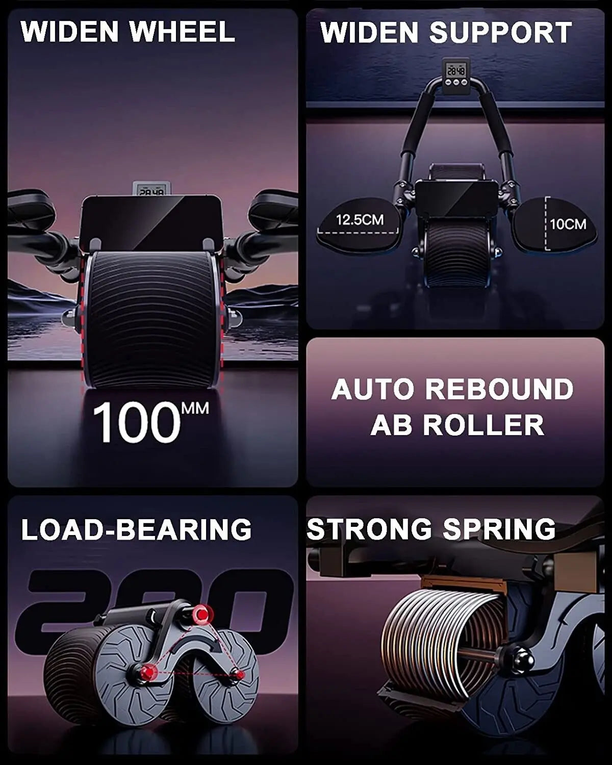 Ab Roller Wheel Workout Abdominal Fitness Wheel for Core Muscles Training Automatic Rebound Ab Roller with Timer Tiktokshopspringglowup