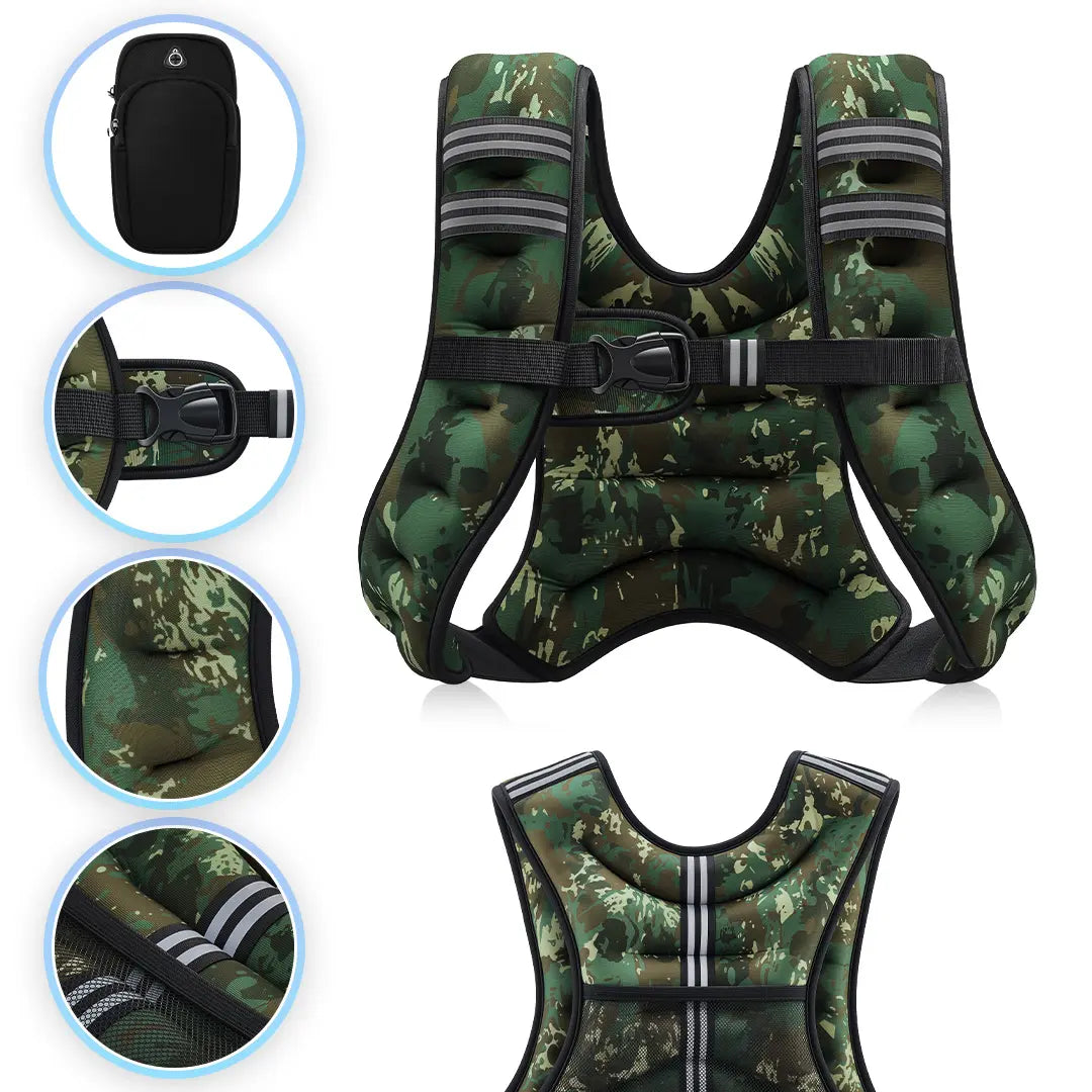 【Aprilstockup】Zelus Weighted Vests,6/8/12/16/20/25/30Lbs Weight Vest with Detachable Phone Pouch&Reflective Stripes&Adjustable Straps| Exercise Equipment & Workout Enhancer for Motivational Walking, Strength Training, Running, Rucking#Summervibes Summervi