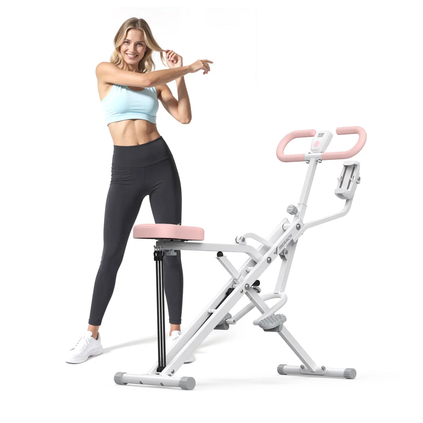 Merach 2-In-1 Squat Rowing Machine, Adjustable Resistance Glutes Leg Workout Equipment with LCD Monitor, 350LBS Capacity Home Gym Exercise for Women Summervibes