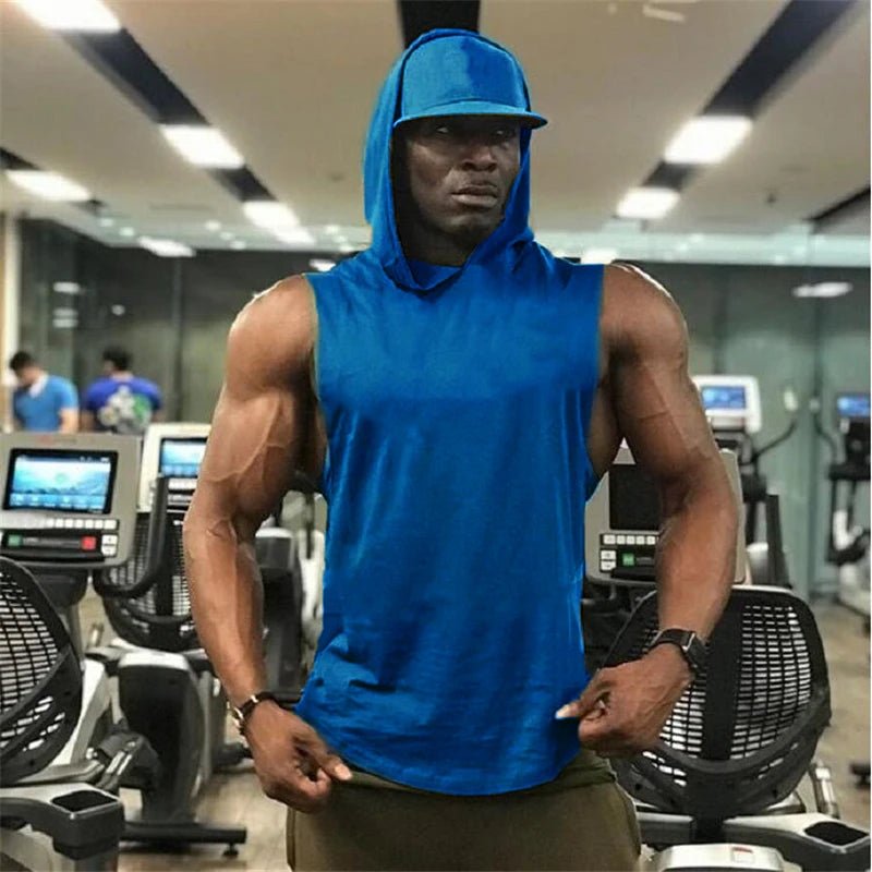 Bodybuilding Stringer Hoodies Gym Sleeveless Hooded Fitness Tank Tops Mens Running Sport Clothing Cotton Breathable Cool Shirt - Top Beat Cart
