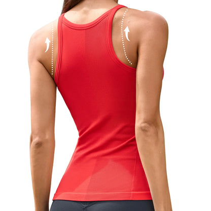 ATTRACO Women Workout Tank Tops with Built in Bra Basic Ribbed Tank Top Crew Neck Racerback Athletic Camisole Seamless