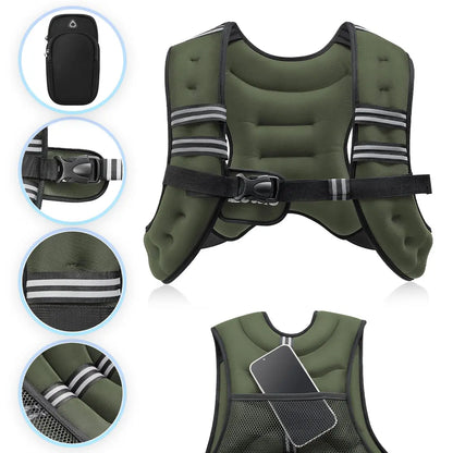 【Aprilstockup】Zelus Weighted Vests,6/8/12/16/20/25/30Lbs Weight Vest with Detachable Phone Pouch&Reflective Stripes&Adjustable Straps| Exercise Equipment & Workout Enhancer for Motivational Walking, Strength Training, Running, Rucking#Summervibes Summervi