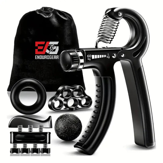 E.G Hand Grip Strengthener Kit - Adjustable Resistance Gripper, Finger Exerciser, Stress Ball & Forearm Trainer 5-In-1 Set for Comprehensive Workout & Rehabilitation