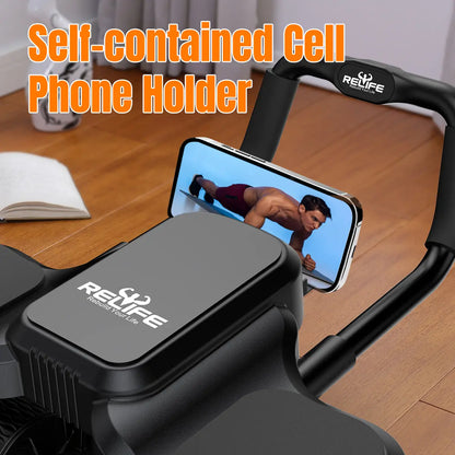RELIFE REBUILD YOUR LIFE 4-Wheel Ab Roller with Knee Mat Automatic Rebound 2 in 1 Ab Roller with Widened Elbow Support Abdominal Training Equipment