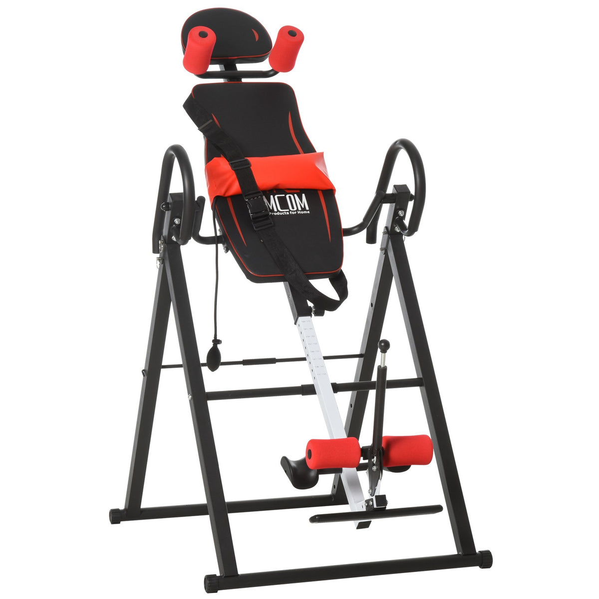 HOMCOM Adjustable Gravity Inversion Table with Safety Belt, Red - Top Beat Cart
