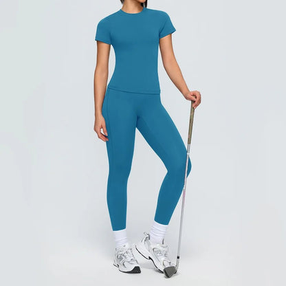 Yoga Set Quick Dry 2 Piece Female Short-Sleeved Long Pants Outdoor Sportswear Fitness Suit plus Size Sport Outfit for Woman - Top Beat Cart