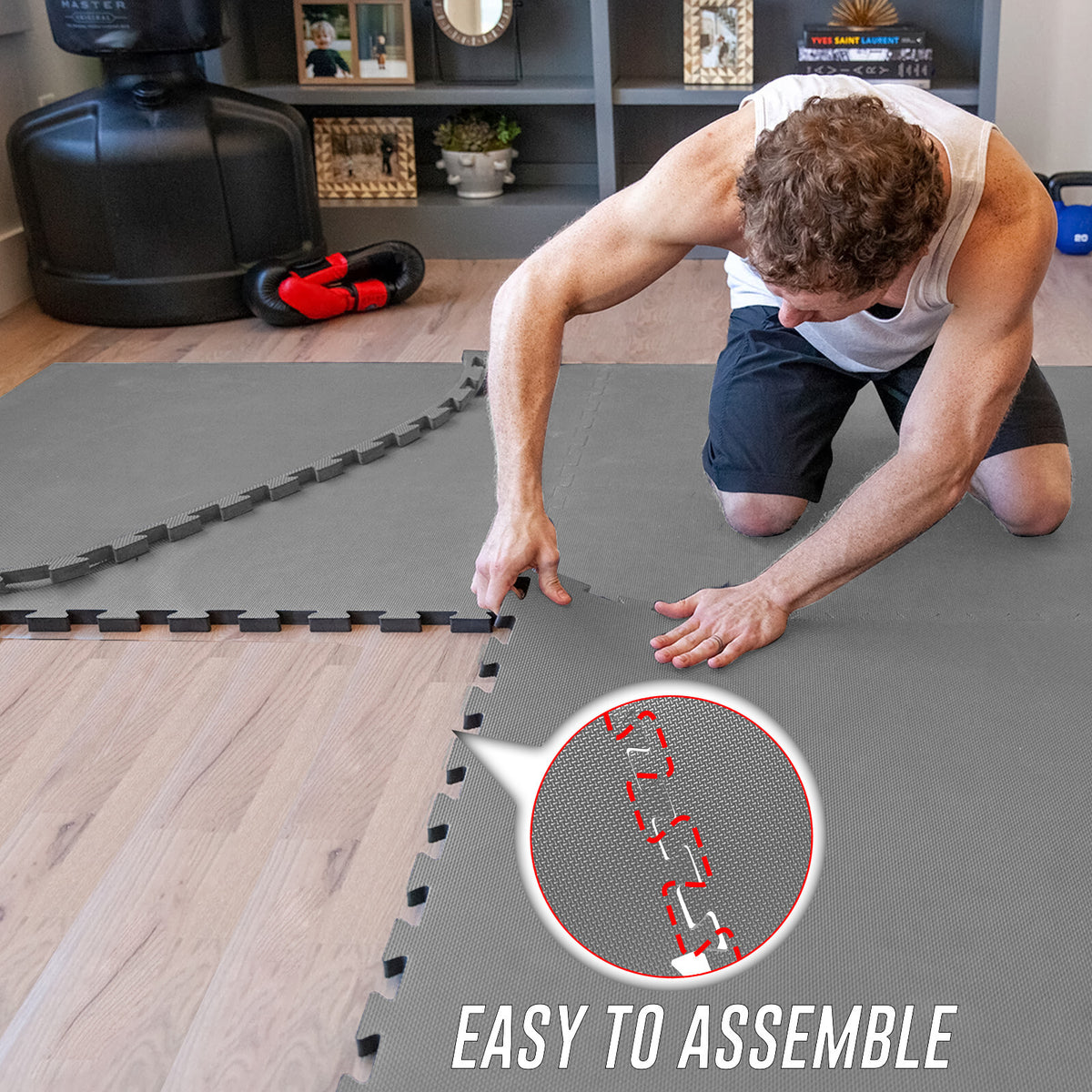 EVA INTERLOCKING FLOOR MATS SOFT FOAM GYM FLOORING MAT YOGA TILES 25 MM 60X60Cm - Top Beat Cart