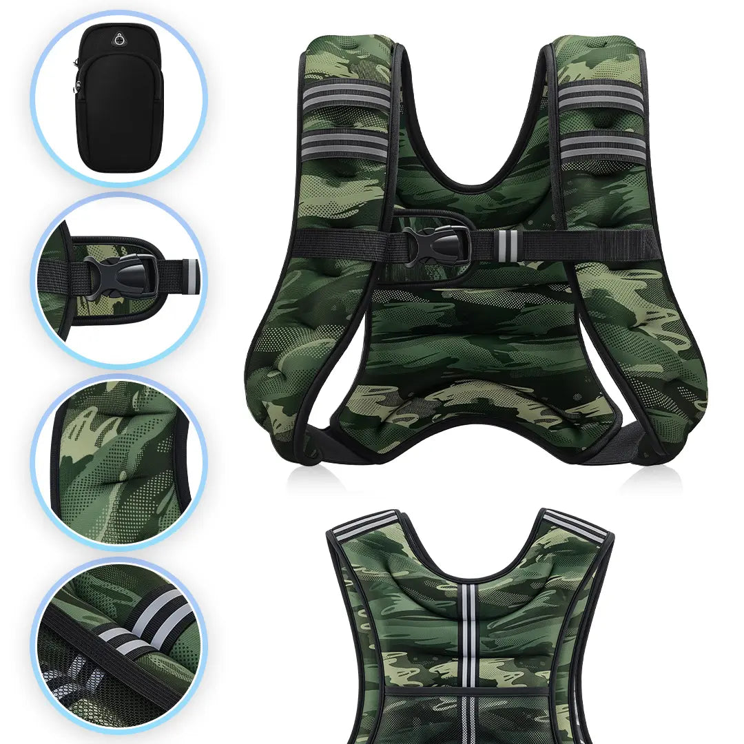 【Aprilstockup】Zelus Weighted Vests,6/8/12/16/20/25/30Lbs Weight Vest with Detachable Phone Pouch&Reflective Stripes&Adjustable Straps| Exercise Equipment & Workout Enhancer for Motivational Walking, Strength Training, Running, Rucking#Summervibes Summervi