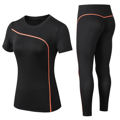 Yoga Set Quick Dry 2 Piece Female Short-Sleeved Long Pants Outdoor Sportswear Fitness Suit plus Size Sport Outfit for Woman - Top Beat Cart