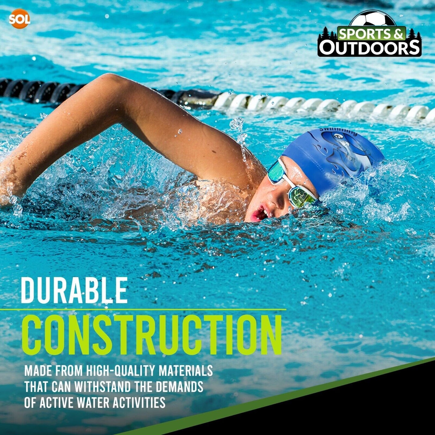 Kids Swimming Cap | Girls Boys Unisex Swim Pool Hat Waterproof Silicone Durable