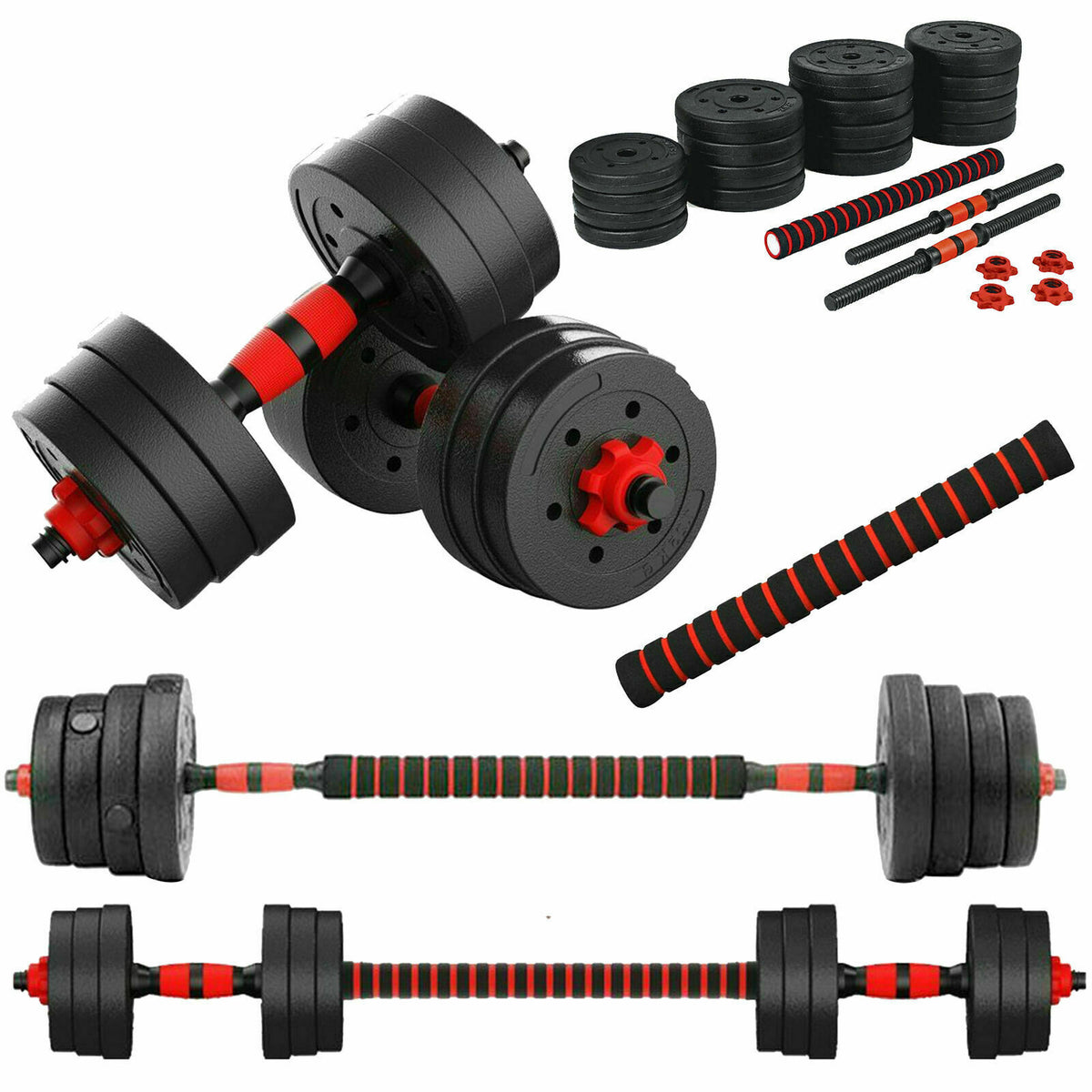 15/20/30/40 Kg Dumbbell Barbell Weight Set Pair Hand Weights Gym Fitness Workout - Top Beat Cart