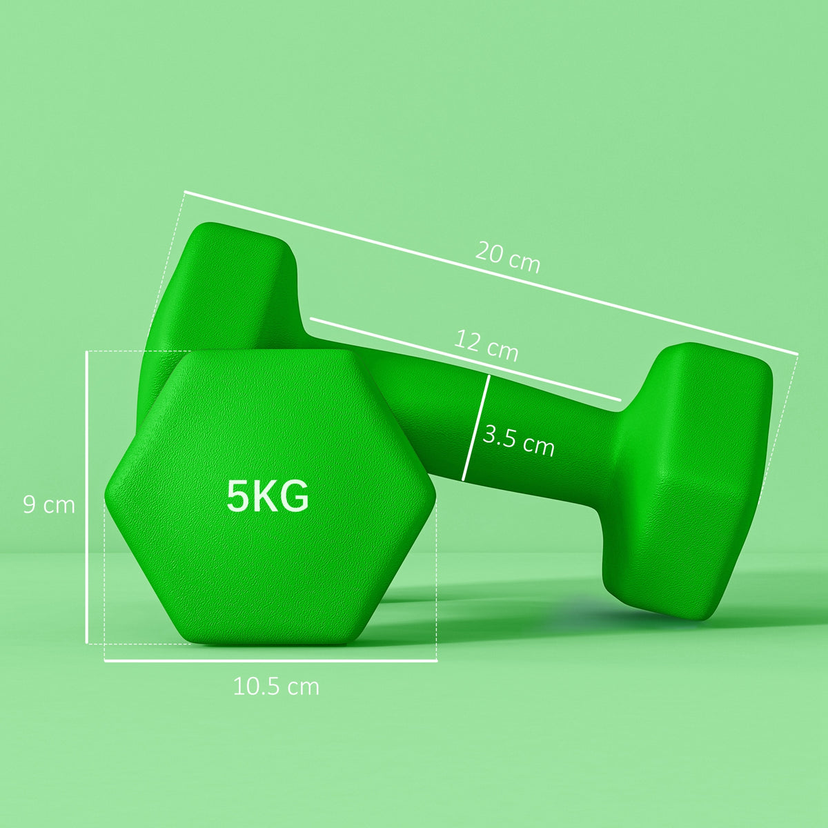 Set of 6 Dumbbells, Hexagonal Weights Pair, 2 X 3Kg, 2 X 4Kg, 2 X 5Kg - Top Beat Cart